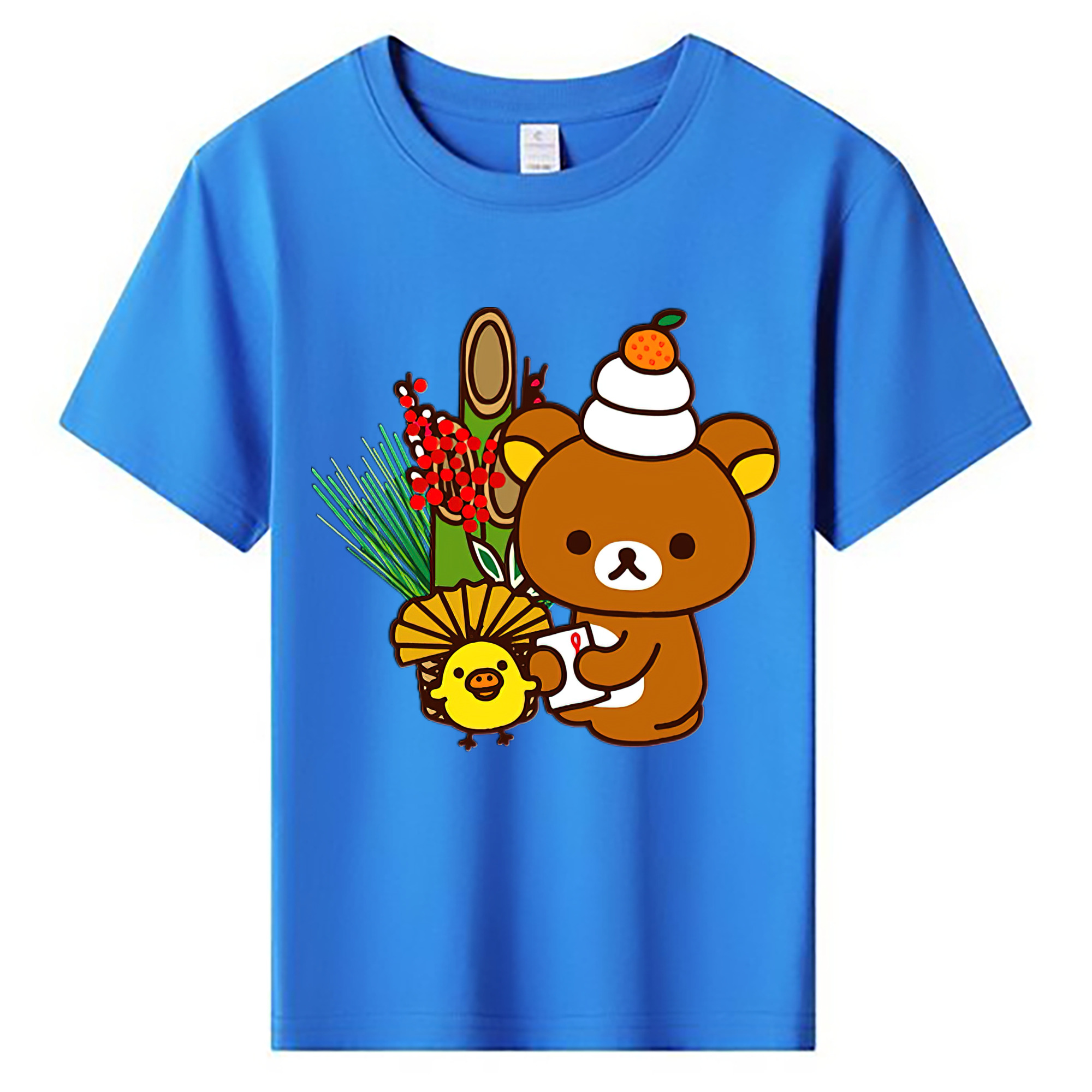 （画像用） リラックマ リラックマ キイロイトリ Rilakkuma Korilakkuma Kiiroitori 綿100％キッズTシャツ（フロントプリント）